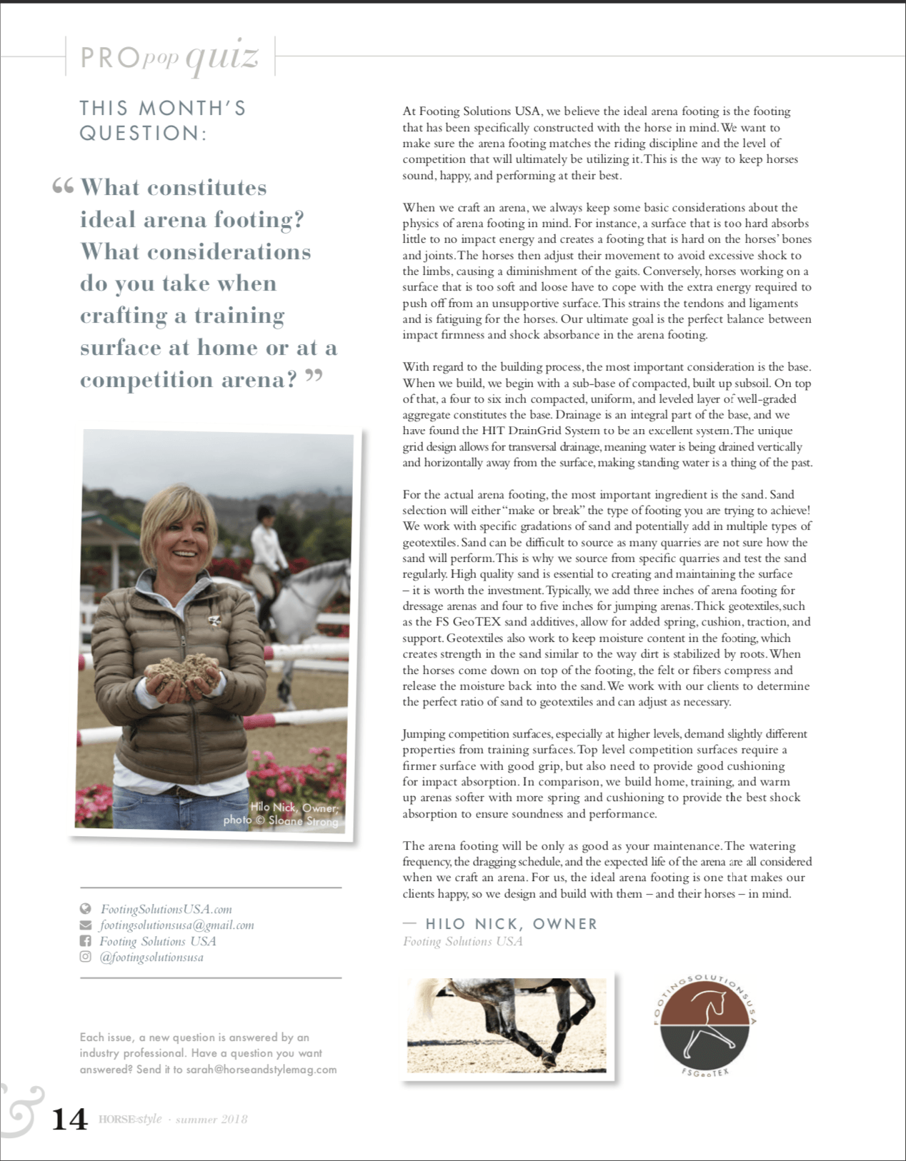 An article featuring Hilo Nick and Footing Solutions USA