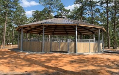 A small, covered round pen