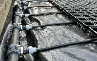 The water lines of a HIT Active Aqua underground watering system.