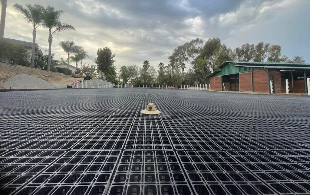 An outdoor arena being built in Rancho Santa Fe.
