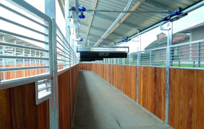 The walking lane of a horse exerciser taken from the inside