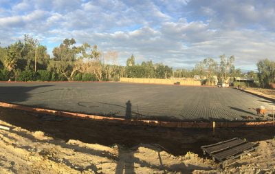 An outdoor arena under construction.