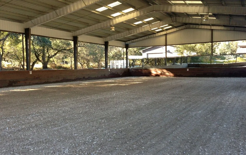 Nicely groomed footing in a covered arena in Woodside.