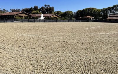 The newly finished and freshly groomed HIT Active Aqua horse arena in Rancho Santa Fe.