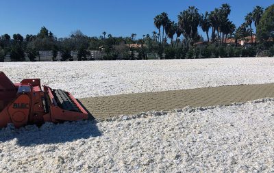 FSGeoTEX is being mixed into the sand footing in Rancho Santa Fe.
