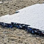 In this side shot of the arena base mat, you can see the flexible construction.