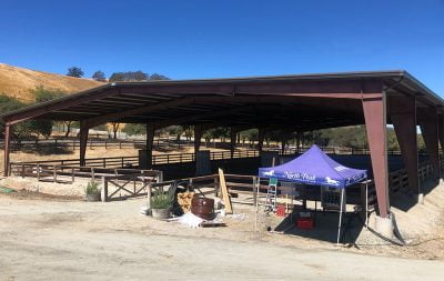 The North Peak Equestrian covered arena from the outside.