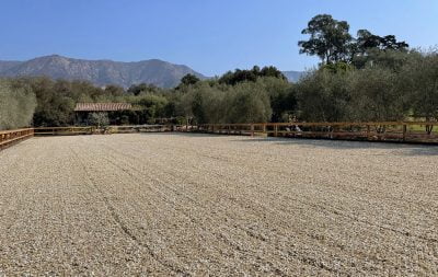 The newly completed and groomed outdoor arena in Montecito.