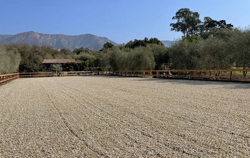 The newly completed and groomed outdoor arena in Montecito.