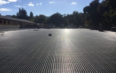 The HIT Draingrids have been laid and are awaiting footing at Portola Valley.