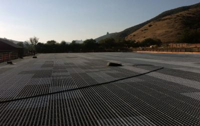 HIT DrainGrids being installed in the Pomponio Ranch outdoor arena.