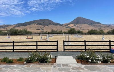 The completed outdoor jumping arena at Sage Hill Farm.